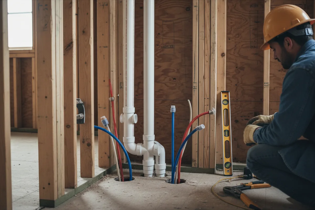 Drain and supply rough-in during Toilet Repair and Installation in Sharpsville