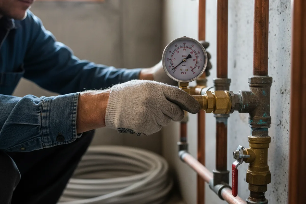 Pressure testing a repaired line during Water Line Repair in Sharpsville
